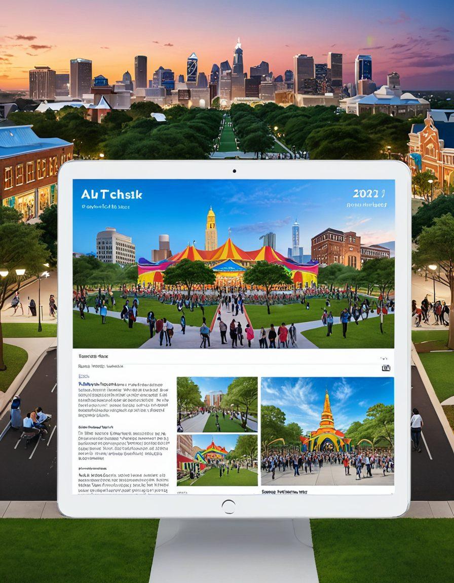 A cozy, inviting digital diary interface with vibrant community life elements like joyful people engaging in local events, colorful news articles, and interactive features symbolizing connection. Include Alief's iconic landmarks in the background and warm, inviting colors to evoke a sense of community. super-realistic. vibrant colors. 3D.
